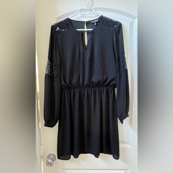 Express Dresses & Skirts - Express black dress, lace detail, size medium.